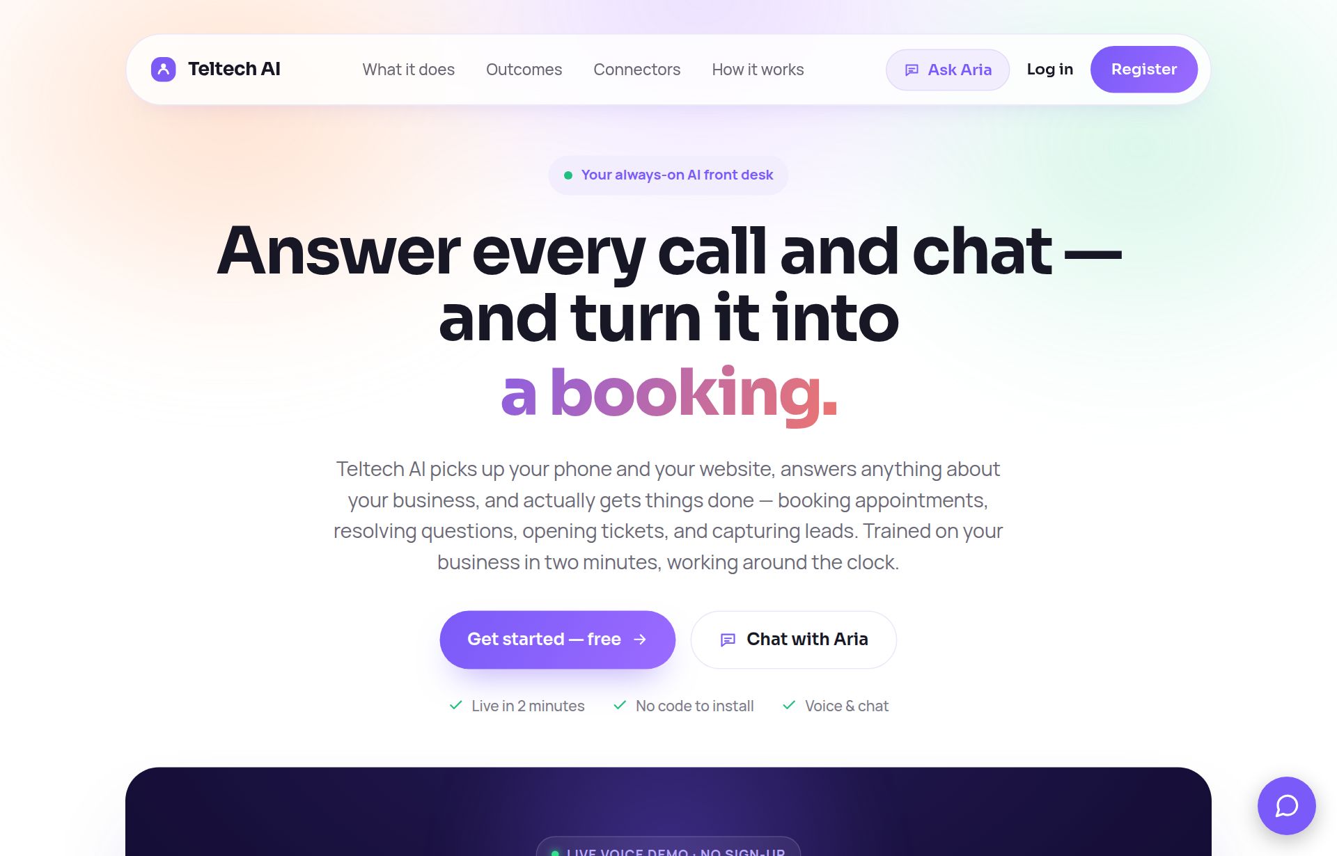 Screenshot of AI Receptionist