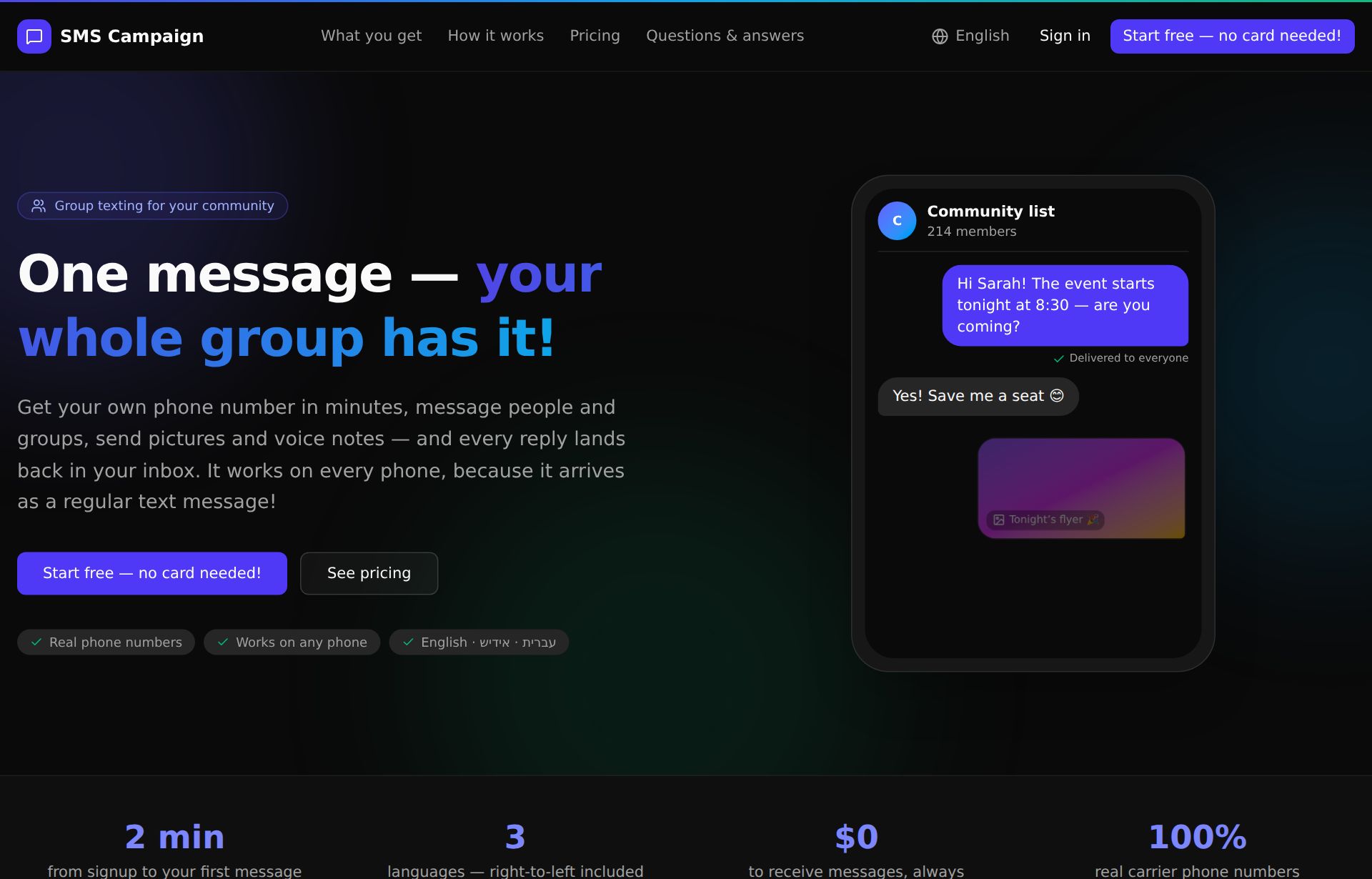 Screenshot of Group SMS & Messaging