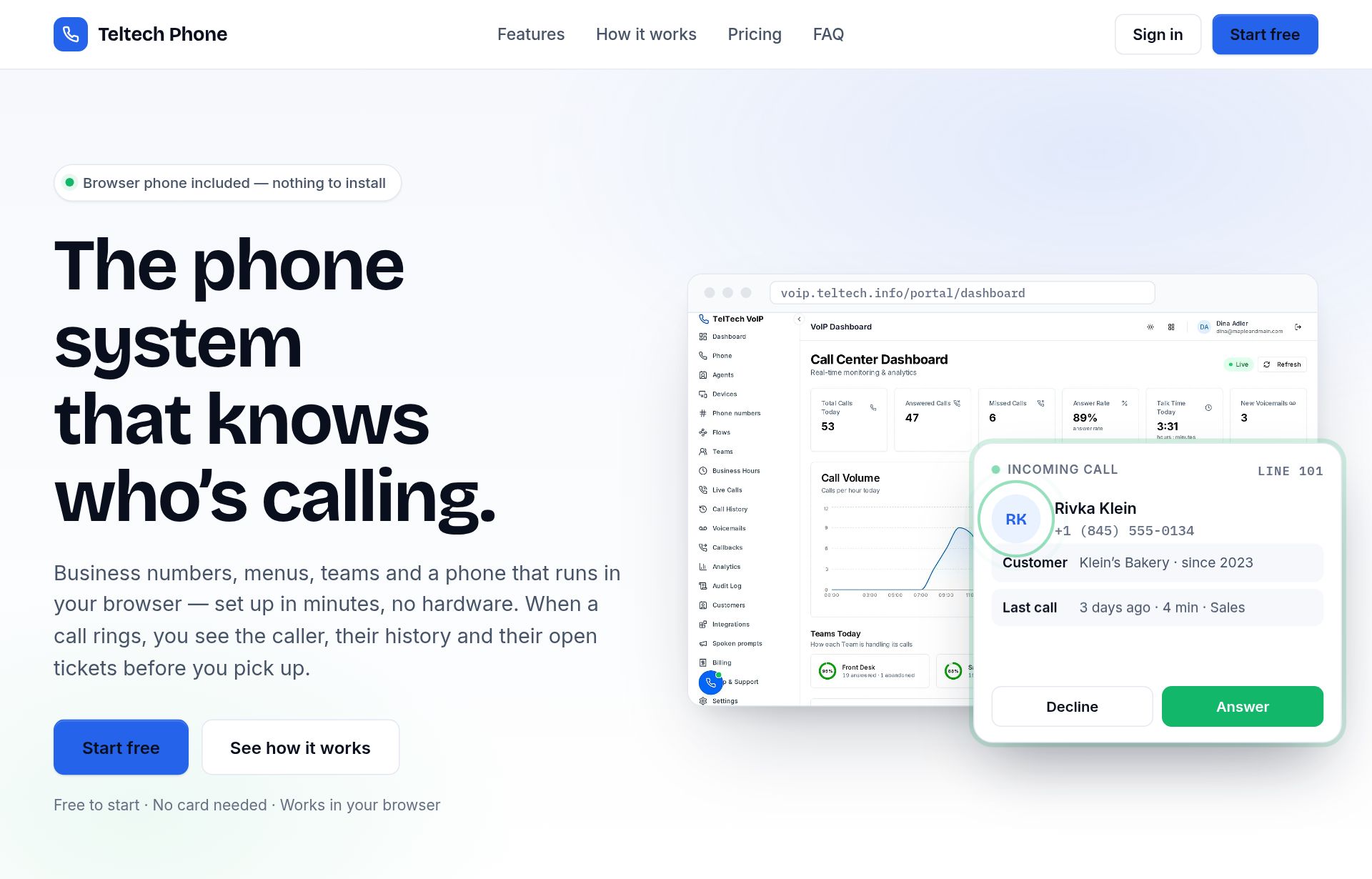 Screenshot of Business VoIP